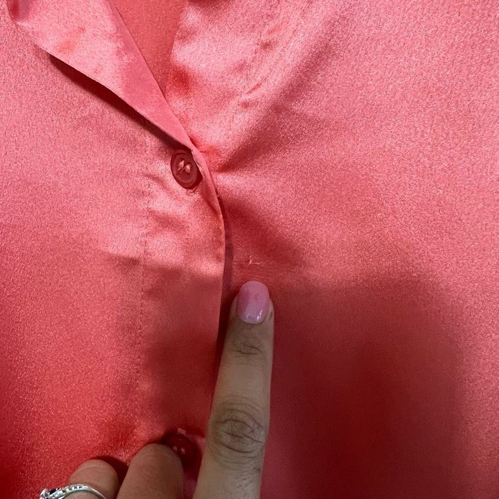 Halogen Orange Button Down Blouse Career Wear Sma… - image 5